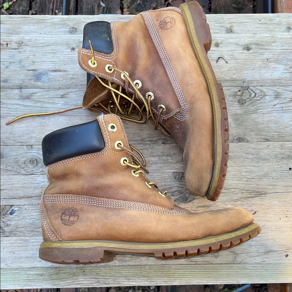 Timberland Classic Brown Leather Lace Up Work Boots‎ Size 9 Wide - Picture 10 of 14